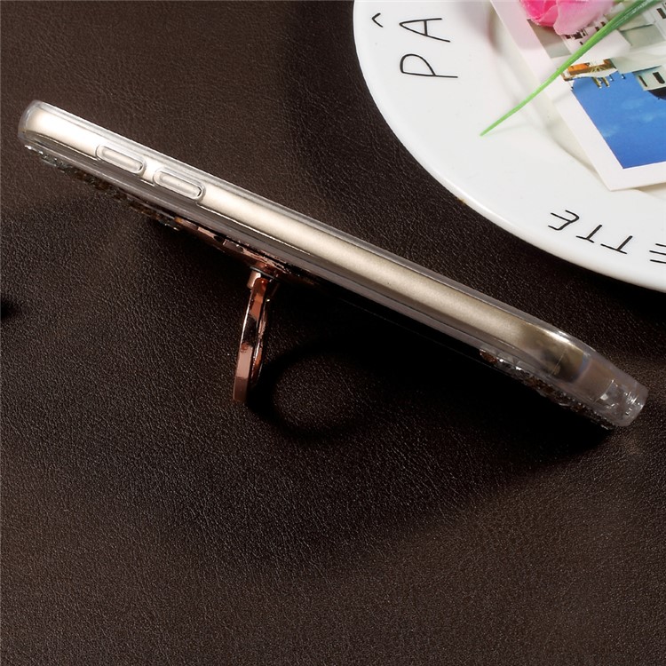 Rhinestone Ring Kickstand Plated Mirror-like Acrylic TPU Back Case for Samsung Galaxy A3 (2017) - Rose Gold-5