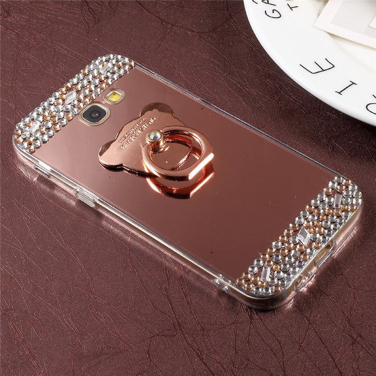 Rhinestone Ring Kickstand Electroplated Mirror PC Back Case with TPU Edge for Samsung Galaxy A5 (2017) - Rose Gold-3