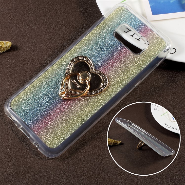 Gradient Glittery Powder TPU Case for Samsung Galaxy S8+ SM-G955 with Ring Holder - Colorful Vertical Stripes-1