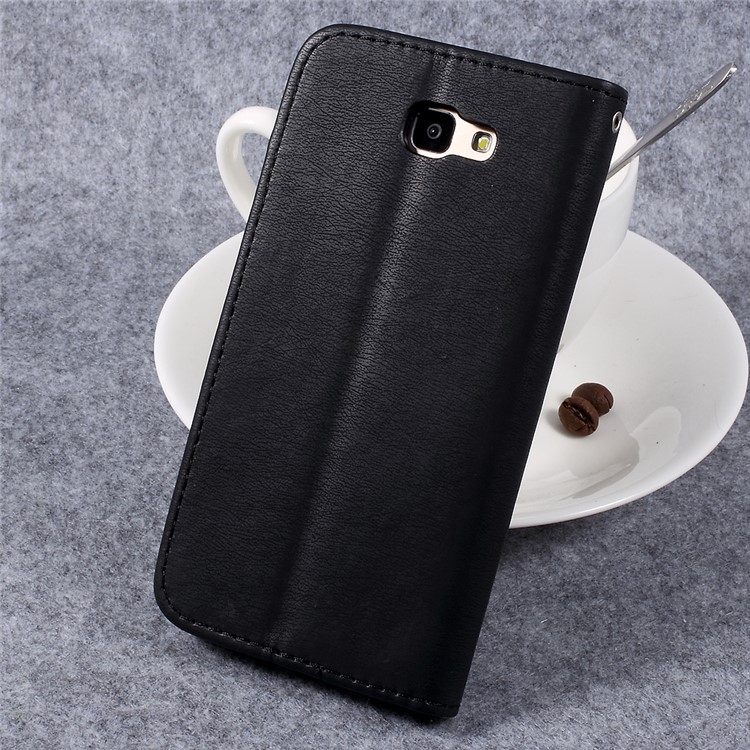 Pebble Grain Stand Leather Case for Samsung Galaxy J5 Prime - Black-3
