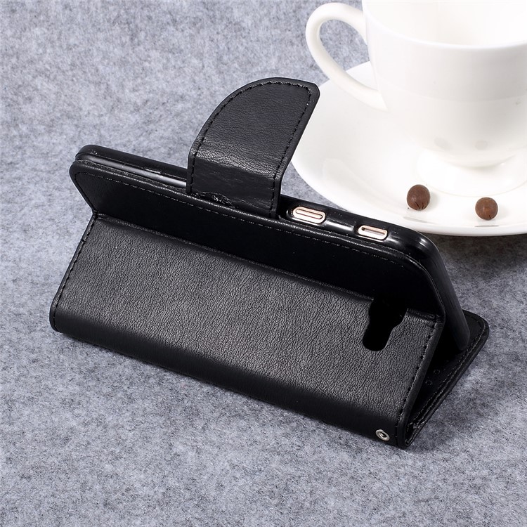 Pebble Grain Stand Leather Case for Samsung Galaxy J5 Prime - Black-6