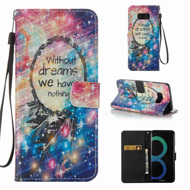 Pattern Printing Leather Wallet Case for Samsung Galaxy S8 Plus SM-G955 - Dream Catcher-1
