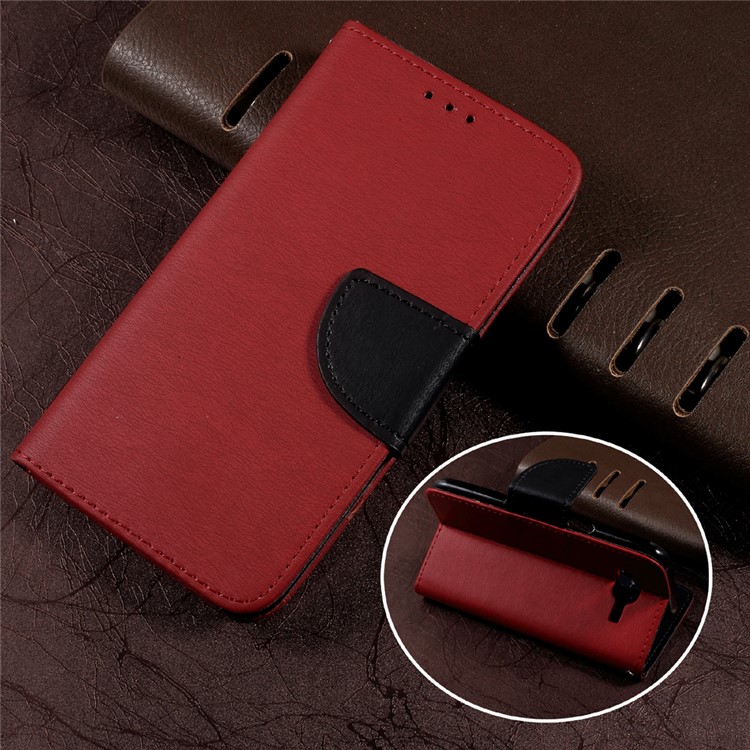Pebble Grain Leather Stand Cover Case with Lanyard for Samsung Galaxy J5 SM-J500F - Red-1
