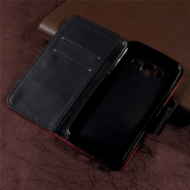 Pebble Grain Leather Stand Cover Case with Lanyard for Samsung Galaxy J5 SM-J500F - Red-4