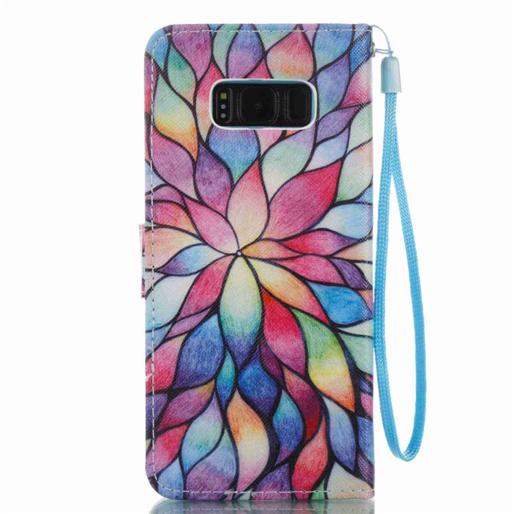 Pattern Printing PU Leather Wallet Case for Samsung Galaxy S8 SM-G950 - Vivid Flowers-6