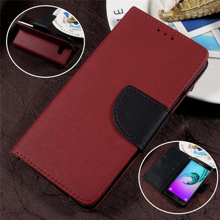 Pebble Grain Wallet Stand Leather Cell Phone Case for Samsung Galaxy A3 SM-A310F (2016) - Red-1