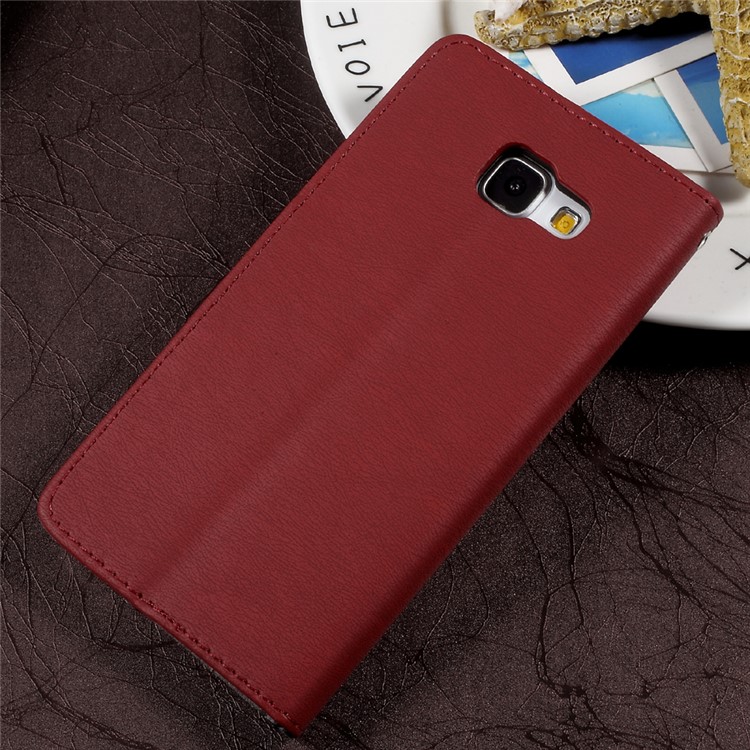 Pebble Grain Wallet Stand Leather Cell Phone Case for Samsung Galaxy A3 SM-A310F (2016) - Red-2