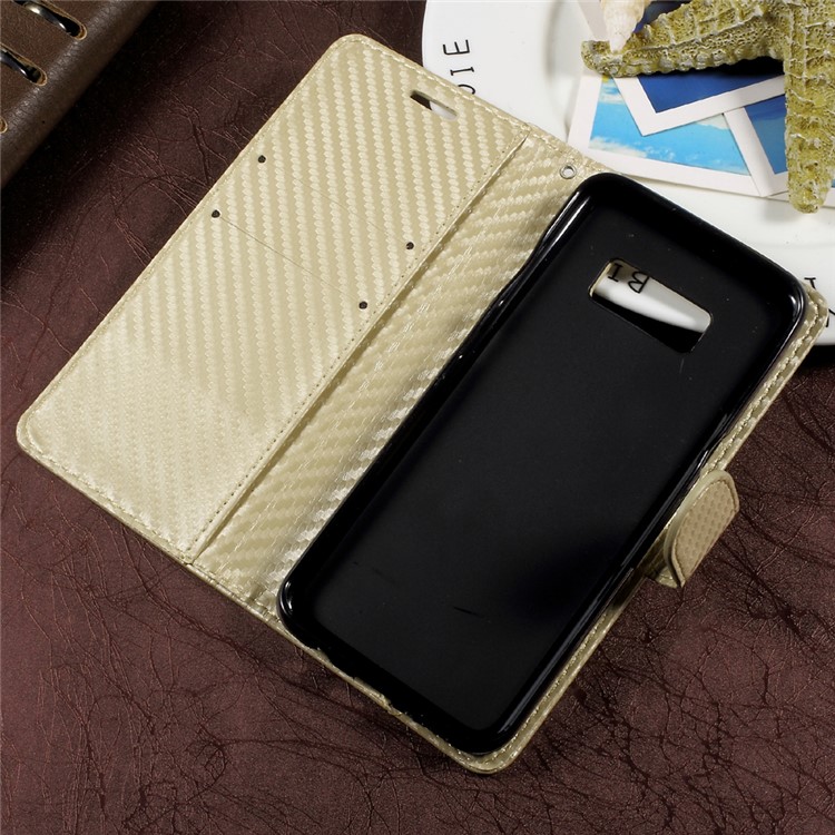 Carbon Fiber Texture Leather Wallet Phone Case for Samsung Galaxy S8 SM-G950 - Black-5