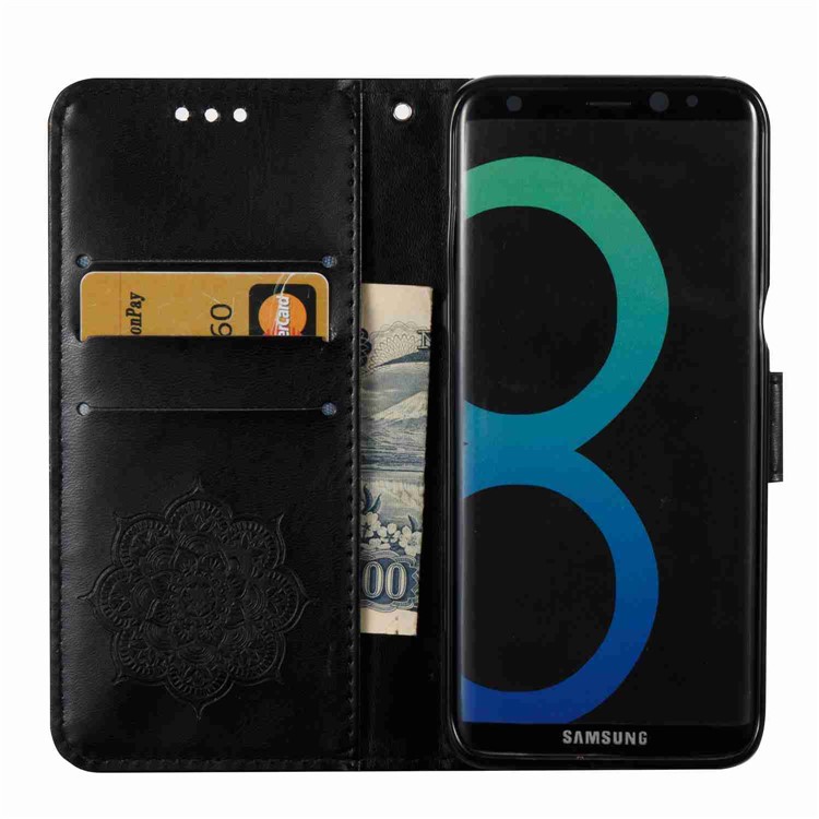 Dreamcatcher Henna Flower Leather Case with Hand Strap for Samsung Galaxy S8+ G955 - Black-2