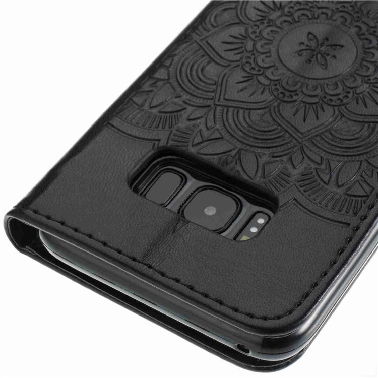 Dreamcatcher Henna Flower Leather Case with Hand Strap for Samsung Galaxy S8+ G955 - Black-6