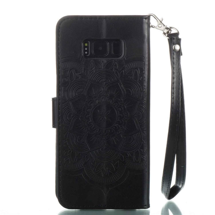 Dreamcatcher Henna Flower Leather Case with Hand Strap for Samsung Galaxy S8+ G955 - Black-8