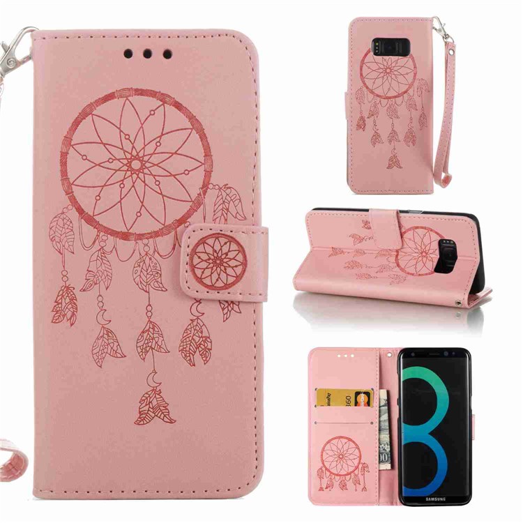 For Samsung Galaxy S8 Plus G955 Imprinted Dream Catcher Wallet Leather Case Stand - Pink-1