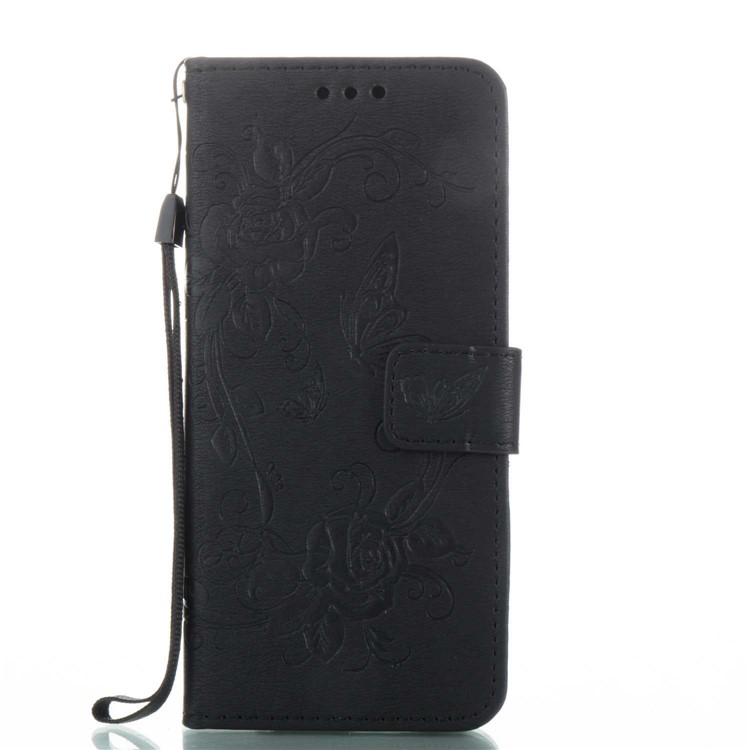 Imprinted Butterfly Flowers Leather Wallet Case for Samsung Galaxy S8+ SM-G955 - Black-8