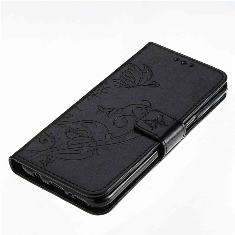 Floral Butterfly Imprinted Leather Case with Lanyard for Samsung Galaxy S8 G950 - Black-4