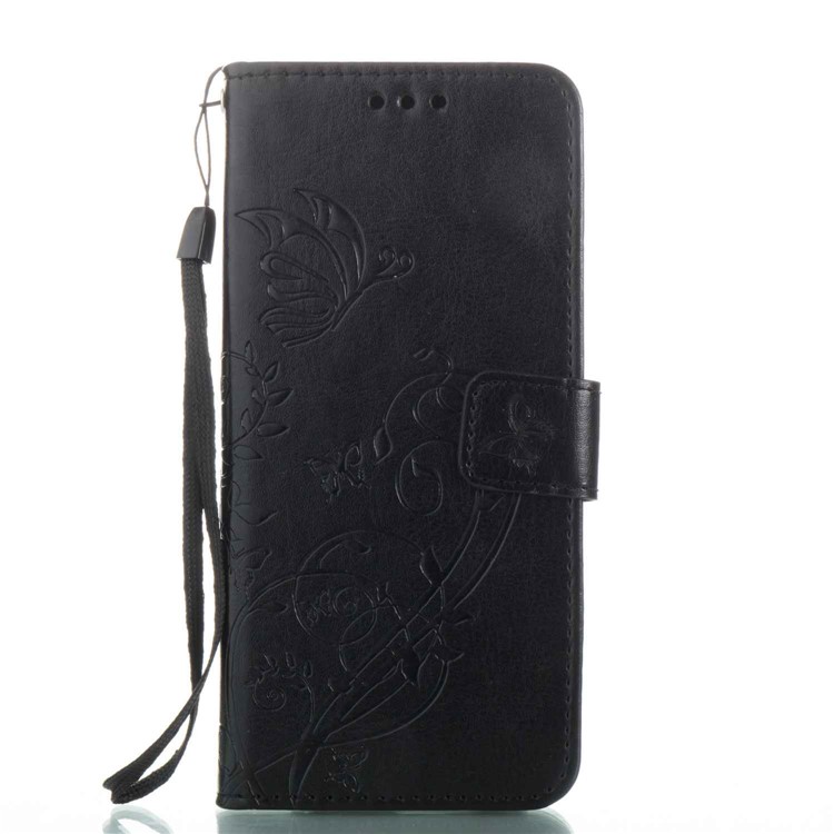 Floral Butterfly Imprinted Leather Case with Lanyard for Samsung Galaxy S8 G950 - Black-6
