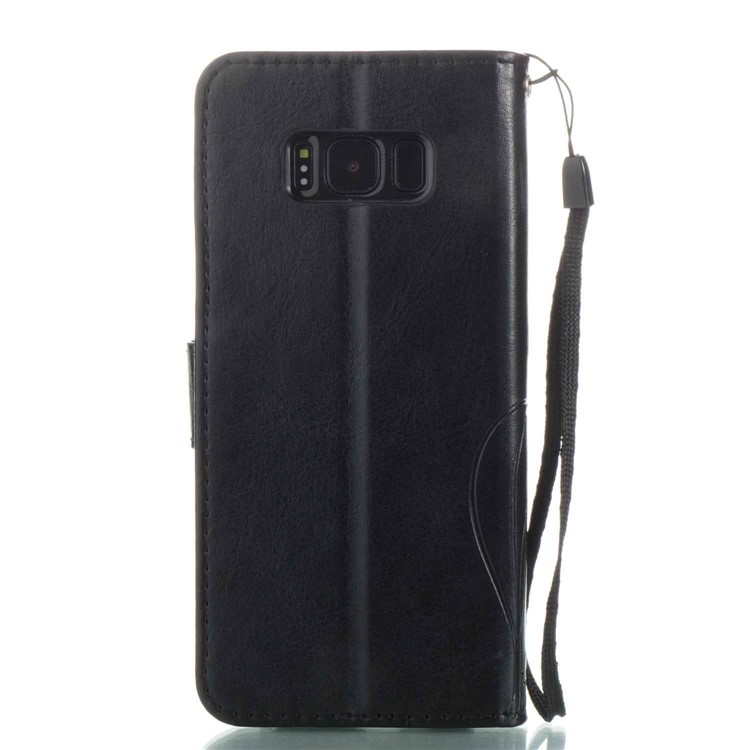 Floral Butterfly Imprinted Leather Case with Lanyard for Samsung Galaxy S8 G950 - Black-7