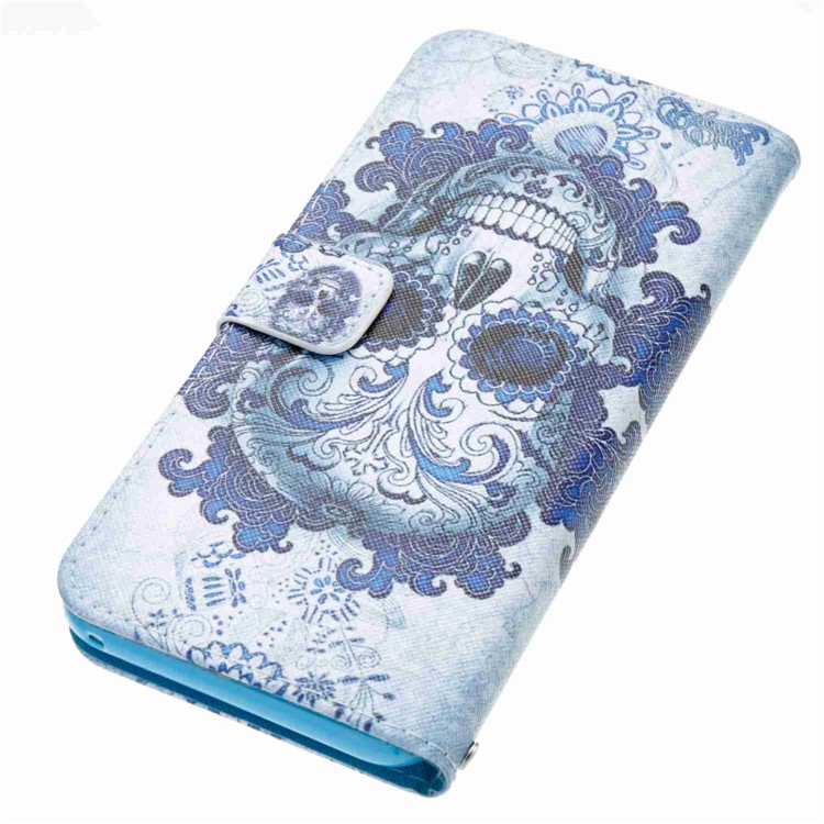 Patterned Leather Wallet Smartphone Cover with Lanyard for Samsung Galaxy S8 Plus G955 - Skulls-5
