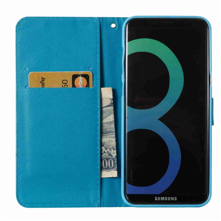 Patterned Leather Wallet Smartphone Cover with Lanyard for Samsung Galaxy S8 Plus G955 - Skulls-6