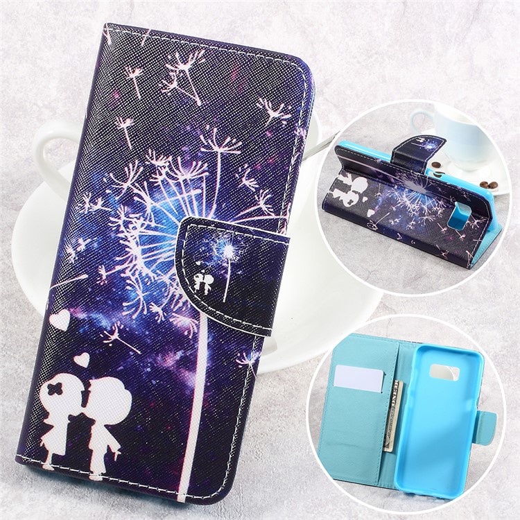 Pattern Printing Leather Wallet Stand Case for Samsung Galaxy S8+ SM-G955 - Romantic Lovers-1