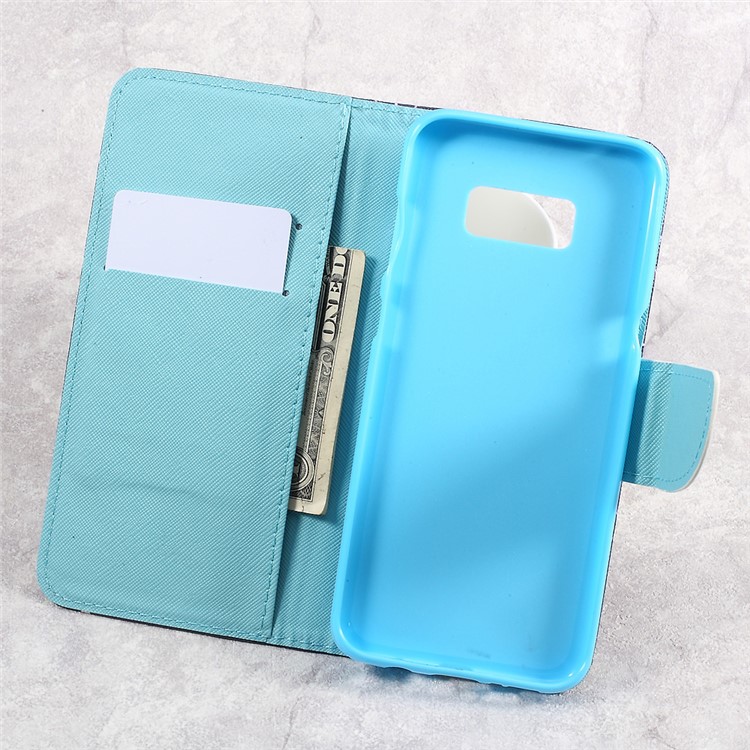 Pattern Printing Leather Wallet Stand Case for Samsung Galaxy S8+ SM-G955 - Romantic Lovers-6