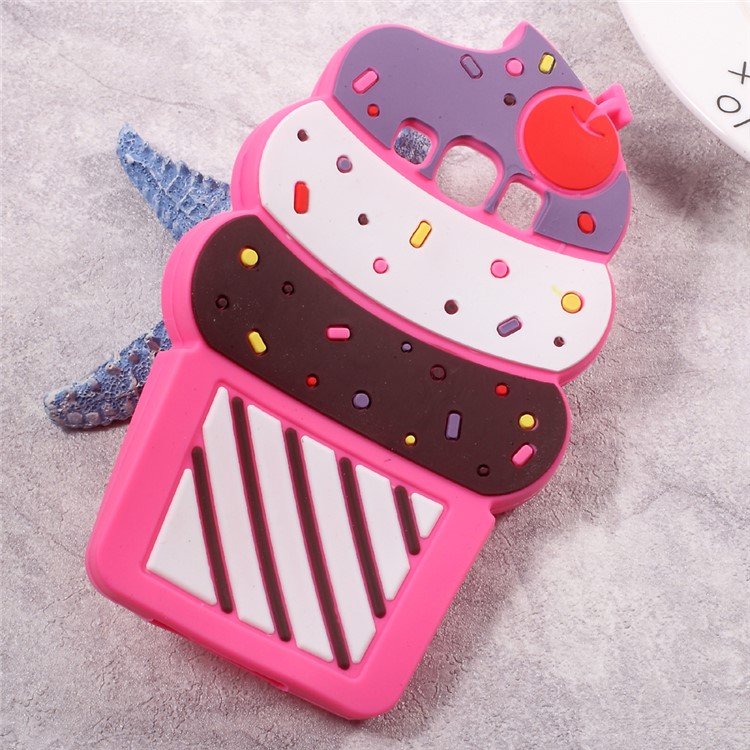3D Cherry Ice Cream Silicone Mobile Shell for Samsung Galaxy J5 (2016) SM-J510 - Rose-3