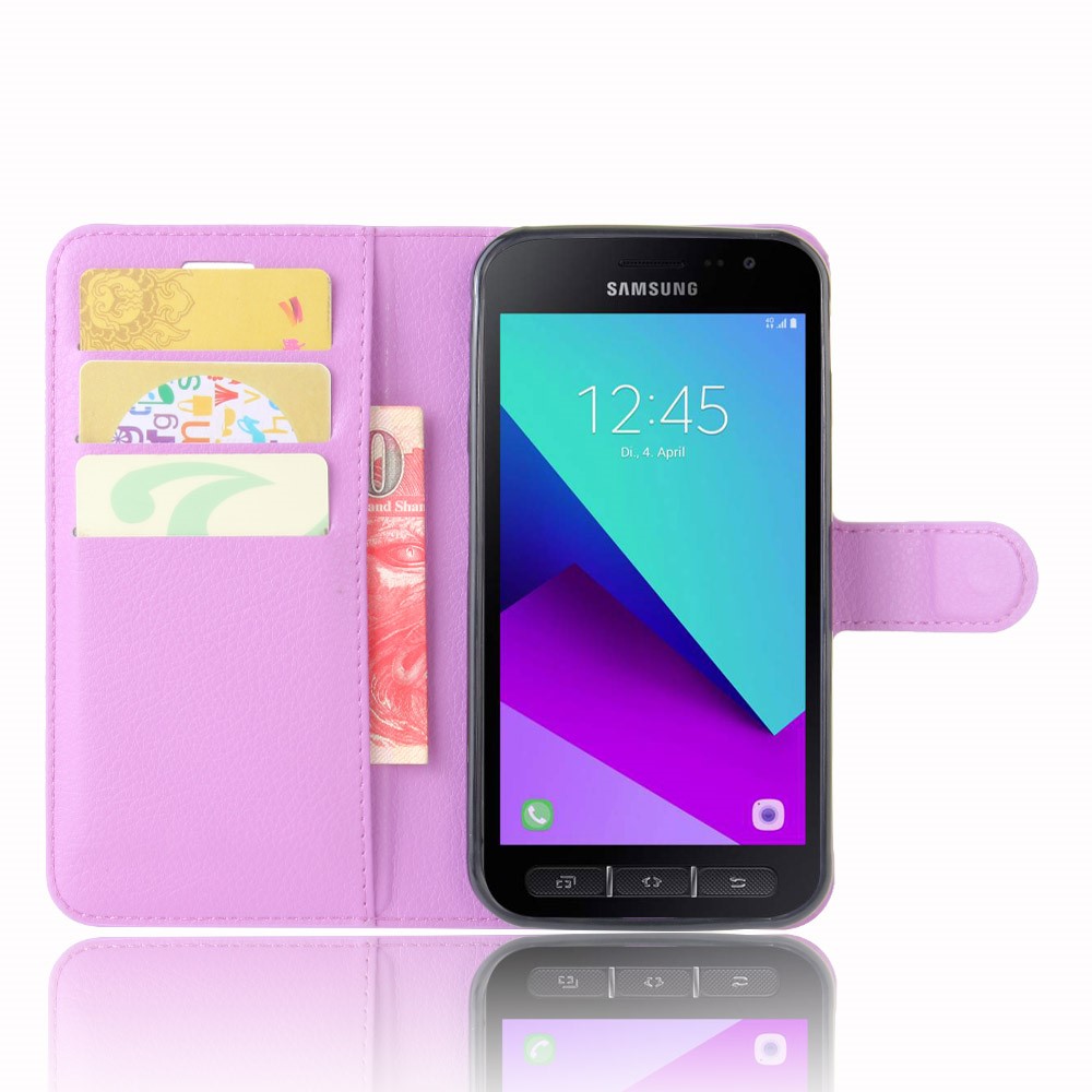 Litchi Skin PU Leather Stand Case for Samsung Galaxy Xcover 4s / Xcover 4 G390F - Purple-4