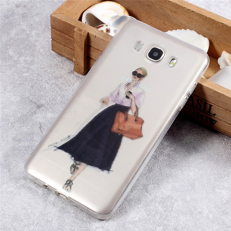 IMD Patterned Clear TPU Cell Phone Case for Samsung Galaxy J7 (2017) J710 - Stylish Girl Pattern-1