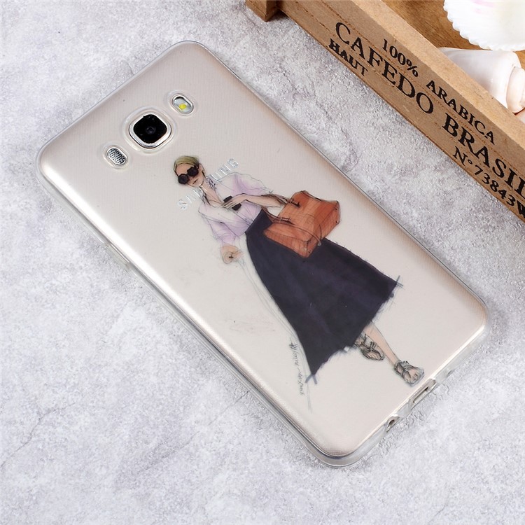 IMD Patterned Clear TPU Cell Phone Case for Samsung Galaxy J7 (2017) J710 - Stylish Girl Pattern-3