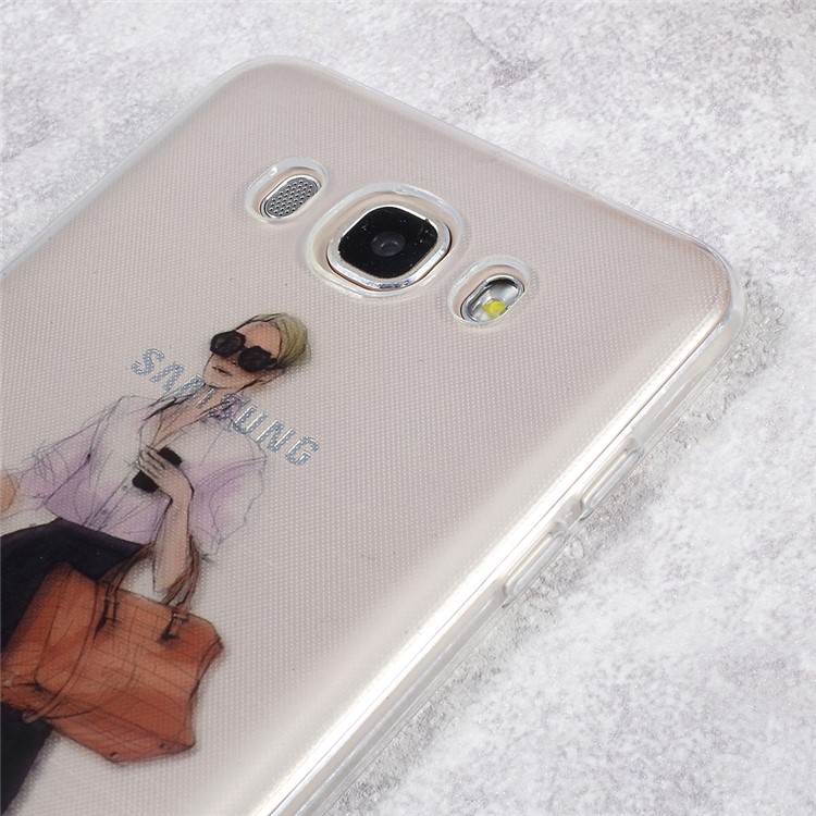 IMD Patterned Clear TPU Cell Phone Case for Samsung Galaxy J7 (2017) J710 - Stylish Girl Pattern-4