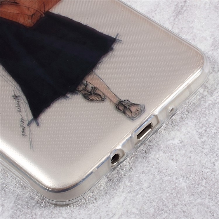 IMD Patterned Clear TPU Cell Phone Case for Samsung Galaxy J7 (2017) J710 - Stylish Girl Pattern-5
