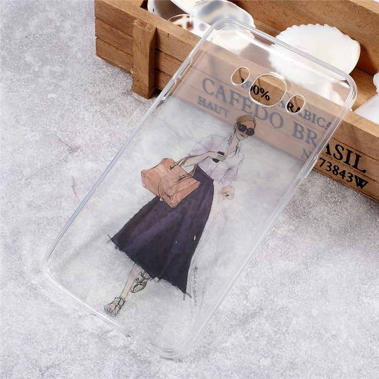 IMD Patterned Clear TPU Cell Phone Case for Samsung Galaxy J7 (2017) J710 - Stylish Girl Pattern-6