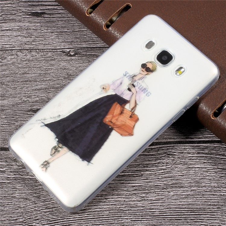 IMD Pattern Printing Clear TPU Cell Phone Case for Samsung Galaxy J5 (2016) SM-J510 - Stylish Girl Pattern-1
