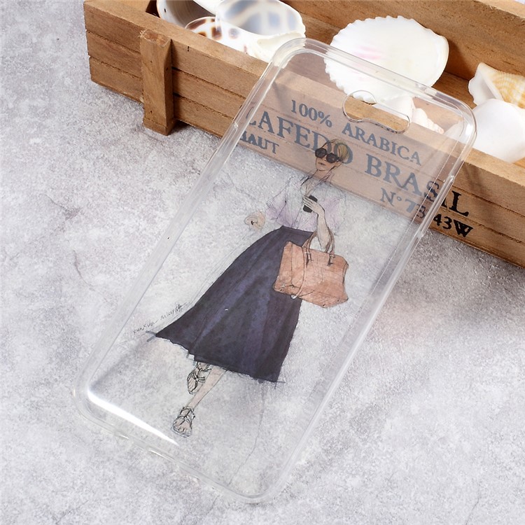 IMD Pattern Printing Clear TPU Protection Cell Phone Case for Samsung J7 (2017) - Stylish Girl Pattern-1