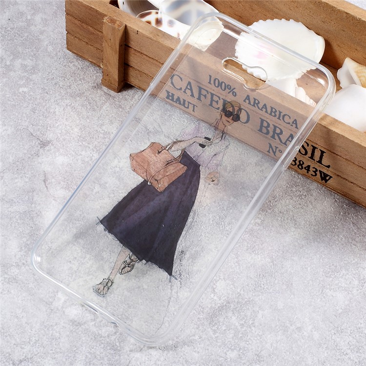 IMD Pattern Printing Clear TPU Protection Cell Phone Case for Samsung J7 (2017) - Stylish Girl Pattern-2