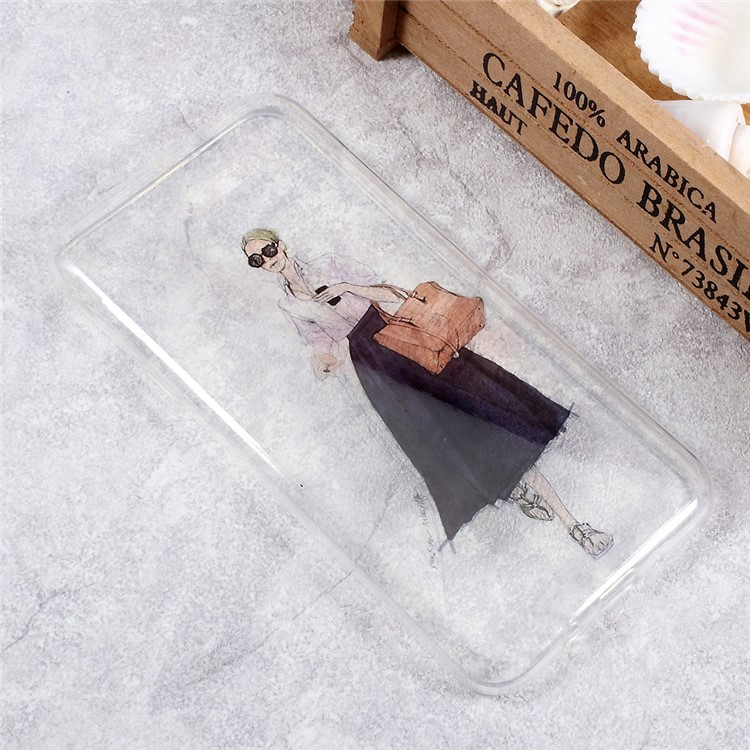 IMD Pattern Printing Clear TPU Protection Cell Phone Case for Samsung J7 (2017) - Stylish Girl Pattern-3