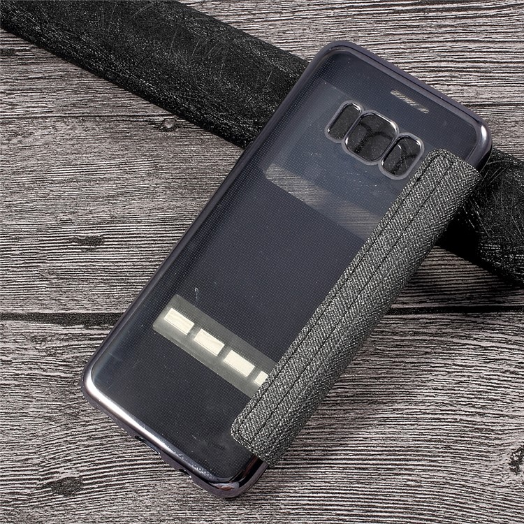 Slide to Answer View Window Leather Mobile Casing for Samsung Galaxy S8+ SM-G955 - Grey-2