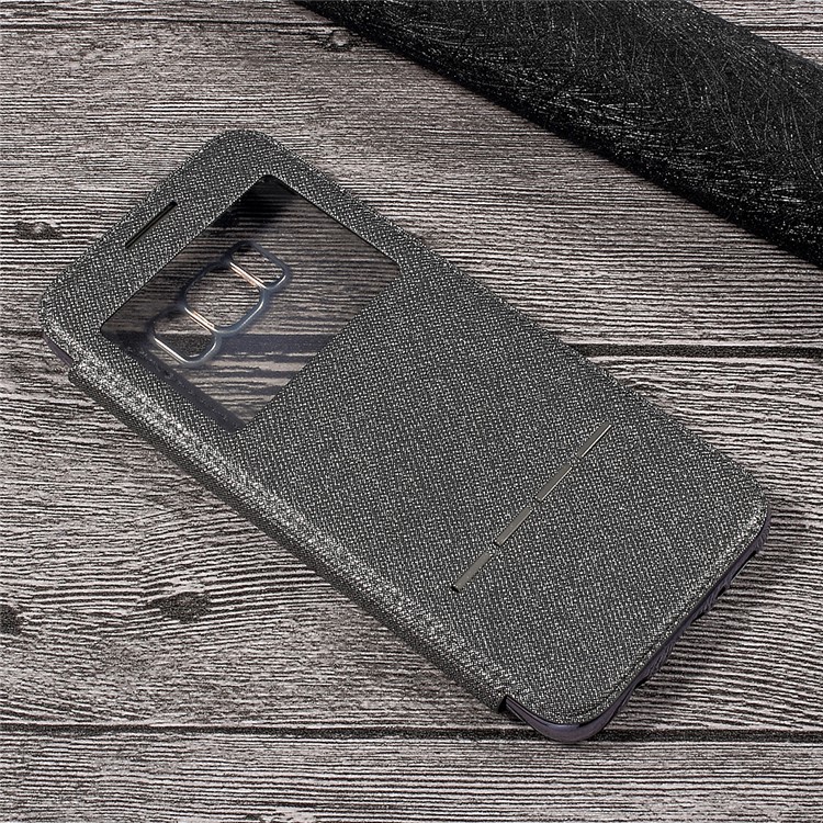 Slide to Answer View Window Leather Mobile Casing for Samsung Galaxy S8+ SM-G955 - Grey-3