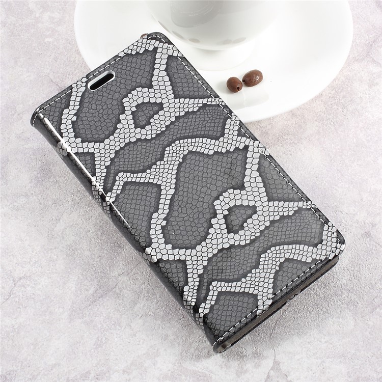 Smooth Snake Texture Stand Leather Wallet Phone Cover for Samsung Galaxy Xcover 4 G390F - Grey-3