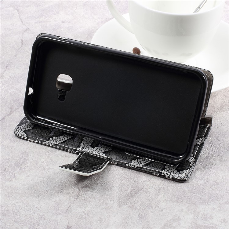 Smooth Snake Texture Stand Leather Wallet Phone Cover for Samsung Galaxy Xcover 4 G390F - Grey-4