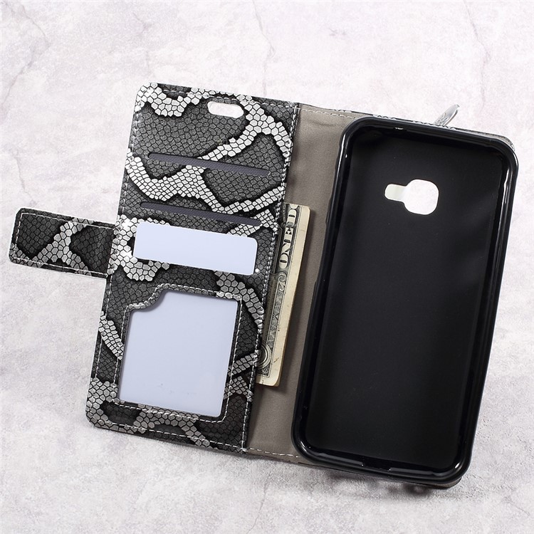 Smooth Snake Texture Stand Leather Wallet Phone Cover for Samsung Galaxy Xcover 4 G390F - Grey-6