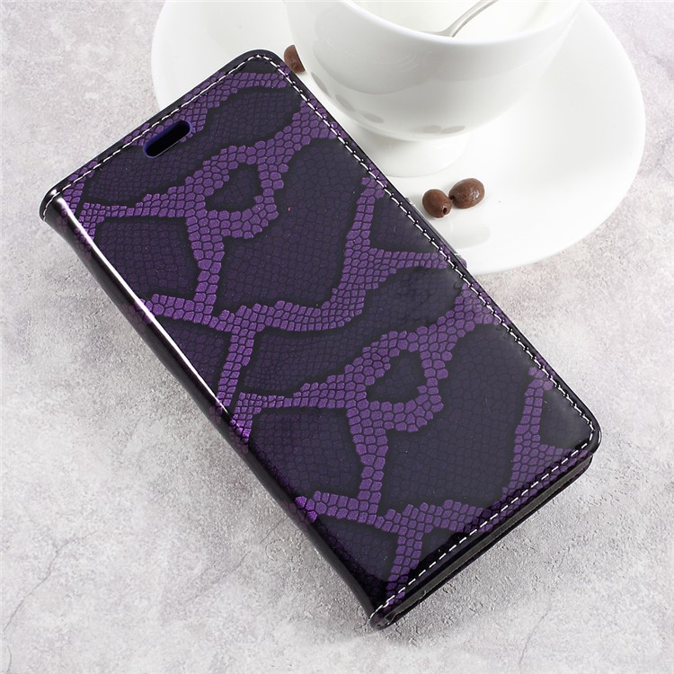 Smooth Snake Texture Stand Leather Phone Casing for Samsung Galaxy Xcover 4 G390F - Purple-3