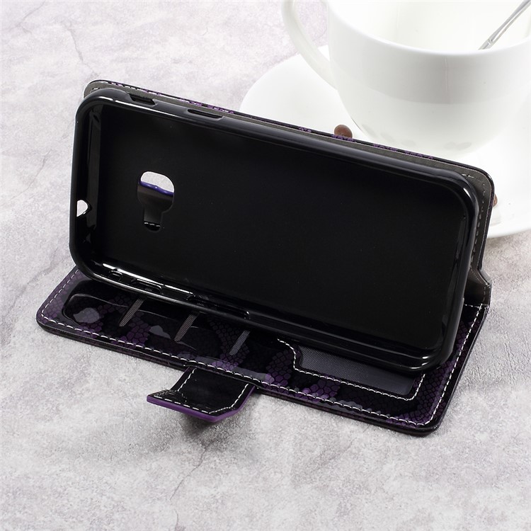Smooth Snake Texture Stand Leather Phone Casing for Samsung Galaxy Xcover 4 G390F - Purple-4