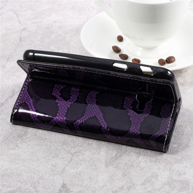 Smooth Snake Texture Stand Leather Phone Casing for Samsung Galaxy Xcover 4 G390F - Purple-5