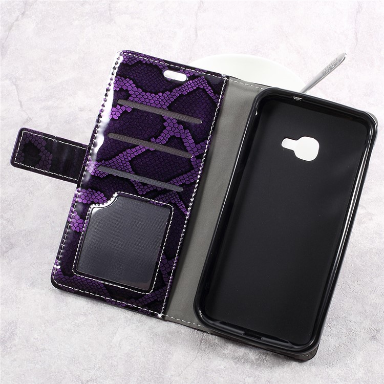 Smooth Snake Texture Stand Leather Phone Casing for Samsung Galaxy Xcover 4 G390F - Purple-6