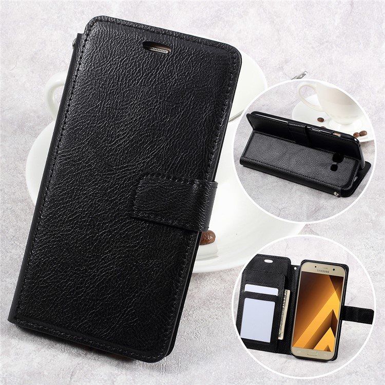 Wallet Stand Leather Litchi Texture Cell Phone Case for Samsung Galaxy A5 (2017) - Black-1