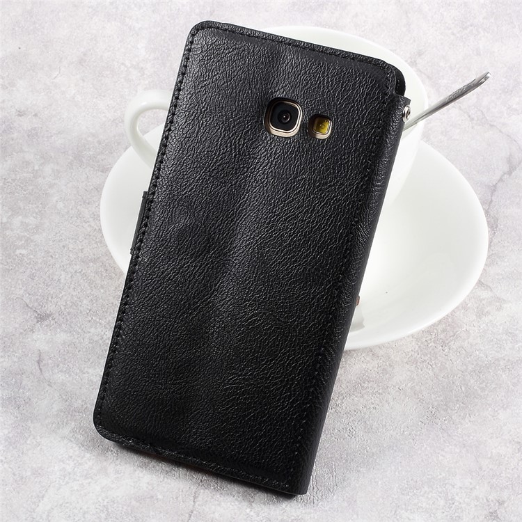 Wallet Stand Leather Litchi Texture Cell Phone Case for Samsung Galaxy A5 (2017) - Black-2