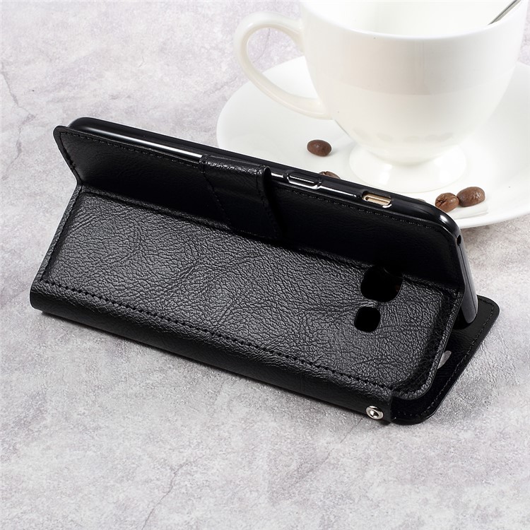 Wallet Stand Leather Litchi Texture Cell Phone Case for Samsung Galaxy A5 (2017) - Black-5