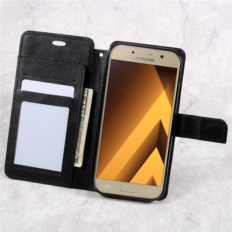 Wallet Stand Leather Litchi Texture Cell Phone Case for Samsung Galaxy A5 (2017) - Black-6