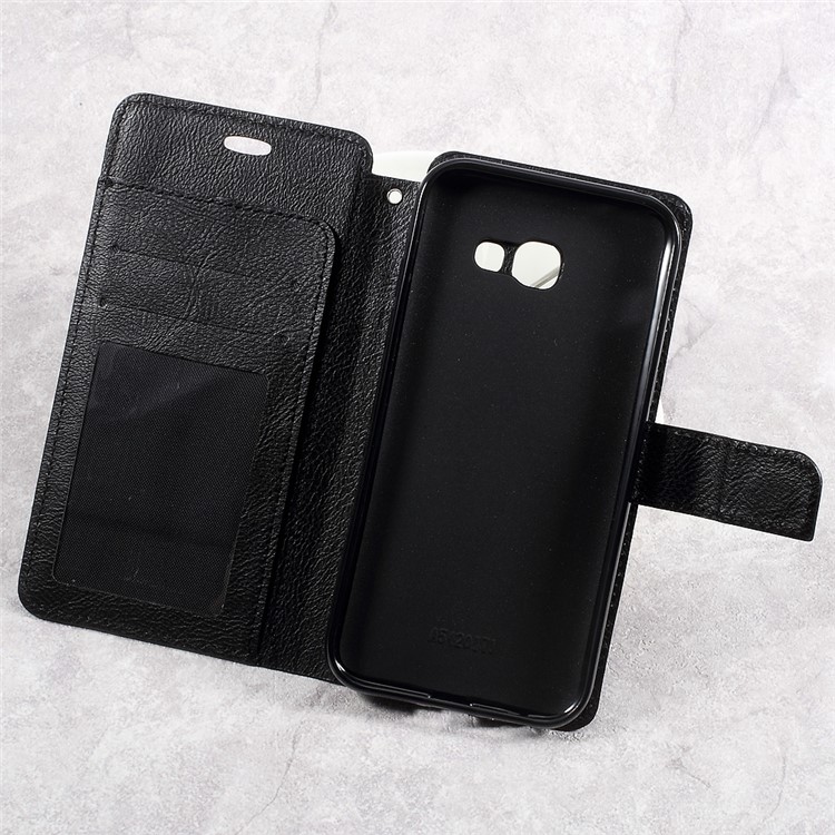 Wallet Stand Leather Litchi Texture Cell Phone Case for Samsung Galaxy A5 (2017) - Black-7