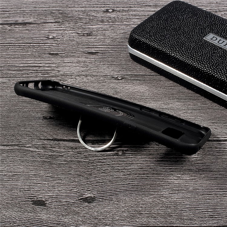360 Rotation Ring Holder Linen Cloth Leather Coated TPU Back Case for Samsung Galaxy S8 SM-G950 - Black-3